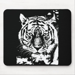 Tiger Head Schwarz-Weiß-Pop Art Template Mousepad
