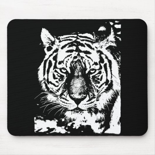 Tiger Head Schwarz-Weiß-Pop Art Template Mousepad (Vorne)