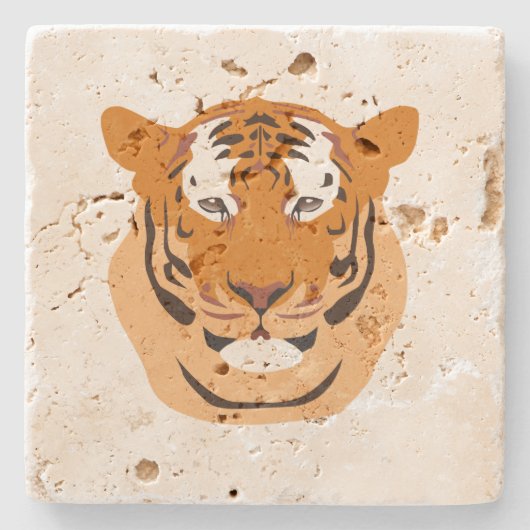 Tiger Head Steinuntersetzer (Vorderseite)
