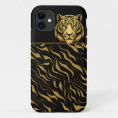 Tiger Head Tiger Streifen Black Gold Case-Mate iPhone Hülle (Rückseite)
