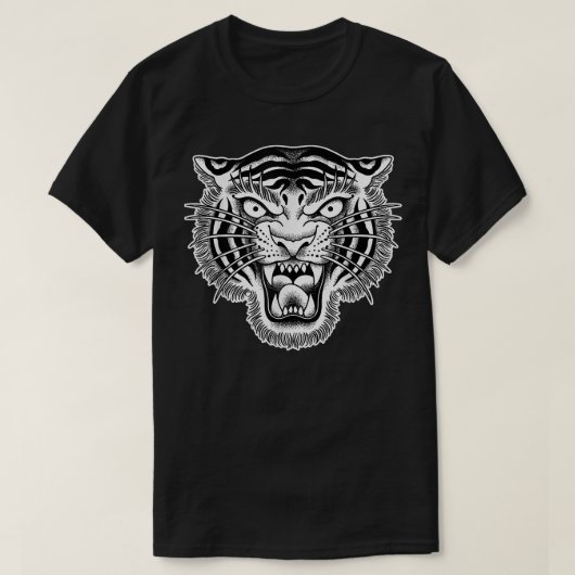 Tiger Head Traditionelle Tattoo Kunst Grafische vo T-Shirt (Design vorne)