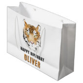 Tiger Head Watercolor Animal Happy Birthday Große Geschenktüte (Vorderseite Schrägansicht)