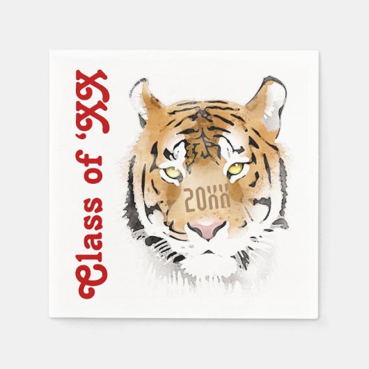 Tiger Head Watercolor Animal Year Class Serviette (Vorderseite)