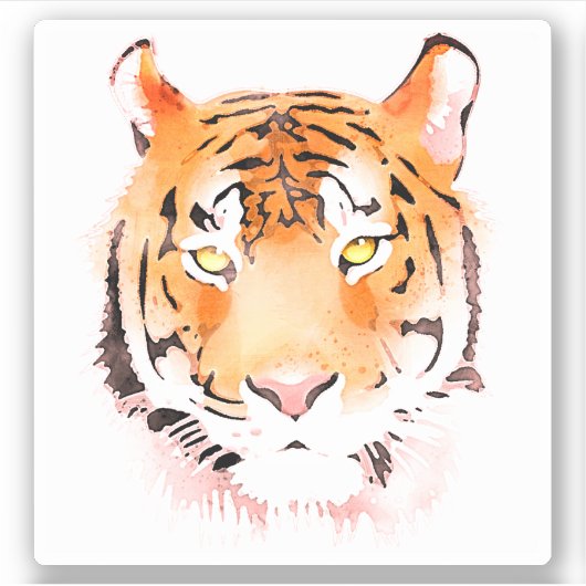 Tiger Head Watercolor Aufkleber (Vorderseite)