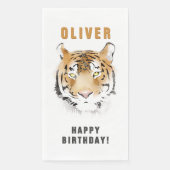 Tiger Head Watercolor Birthday Name Serviette (Vorderseite)