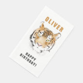 Tiger Head Watercolor Birthday Name Serviette (Ecke)