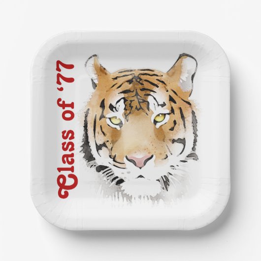 Tiger Head Watercolor Class Wiedersehen Partys Pappteller (Vorderseite)