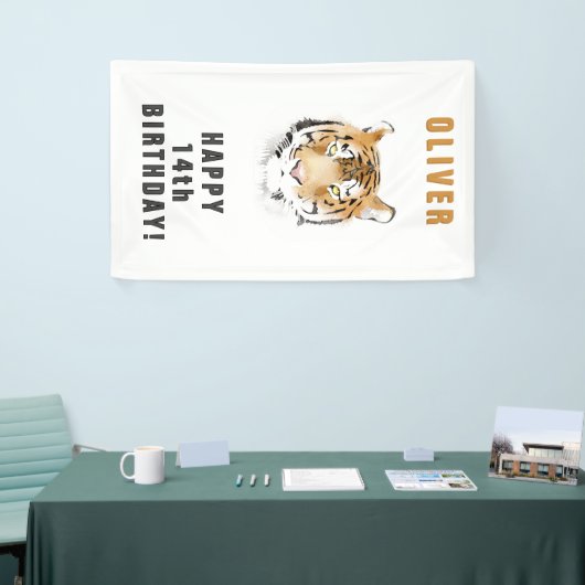 Tiger Head Watercolor Geburtsname Banner (Messeveranstaltung)