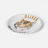 Tiger Head Watercolor Geburtsname Pappteller (Schrägansicht)