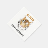 Tiger Head Watercolor Geburtsname Serviette (Ecke)