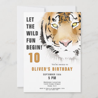 Tiger Head Watercolor Geburtstagsparty Einladung
