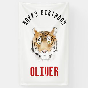 Tiger Head Watercolor Happy Birthday Hintergrund Banner