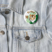 Tiger Head Watercolor Name Birthday Party Button (Beispiel)