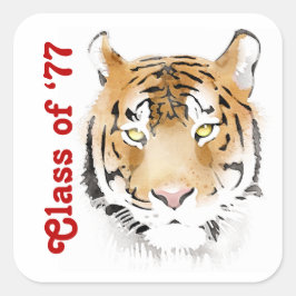 Tiger Head Watercolor Tiereigener Text Quadratischer Aufkleber