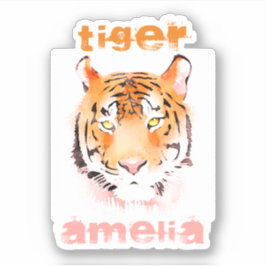 Tiger Head Watercolor Typografy Name Aufkleber