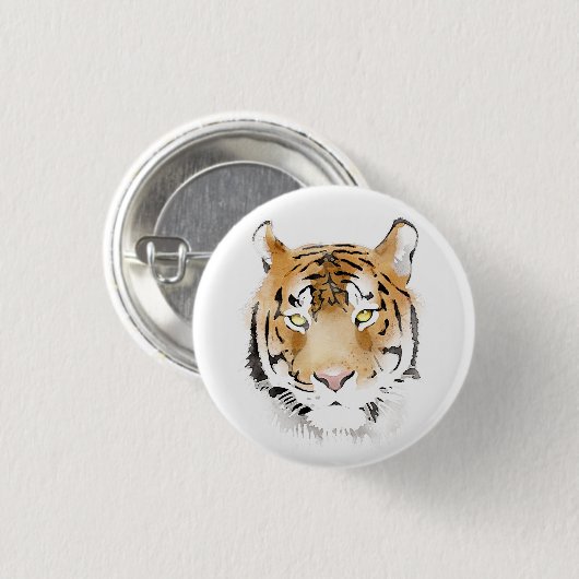Tiger Head Watercolor Zeichnend Button (Vorne & Hinten)