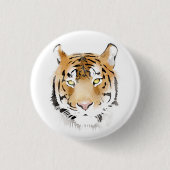 Tiger Head Watercolor Zeichnend Button (Vorderseite)