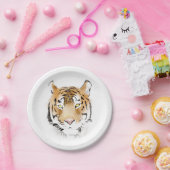 Tiger Head Watercolor Zeichnend Pappteller (Party)