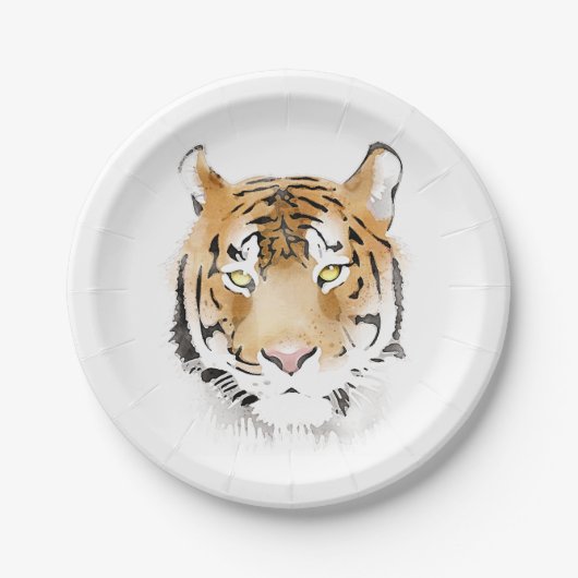 Tiger Head Watercolor Zeichnend Pappteller (Vorderseite)