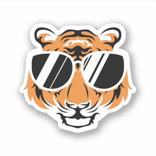 Tiger Head With Cool Sunglasses. Perfect design fo Aufkleber (Vorderseite)