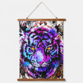 Tiger Heads - Tiger Blue Eyes Hangband Wandteppich Mit Holzrahmen (Vorderseite 2)