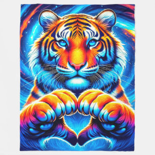 Tiger Heart Hands Fleecedecke