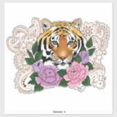 Tiger Henna Pink Purple Blumen Aufkleber (Blatt)
