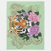 Tiger Henna Pink Purple Blumen Fleecedecke (Vorderseite)