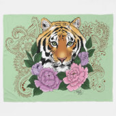 Tiger Henna Pink Purple Blumen Fleecedecke (Vorderseite (Horizontal))