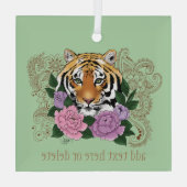 Tiger Henna Pink Purple Blumen Ornament Aus Glas (Rückseite)