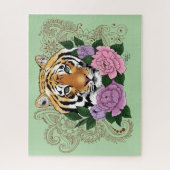 Tiger Henna Pink Purple Blumen Puzzle (Vertikal)
