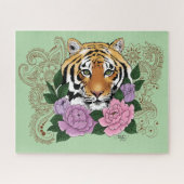 Tiger Henna Pink Purple Blumen Puzzle (Horizontal)