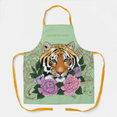 Tiger Henna Pink Purple Blumen Schürze (Vorderseite)