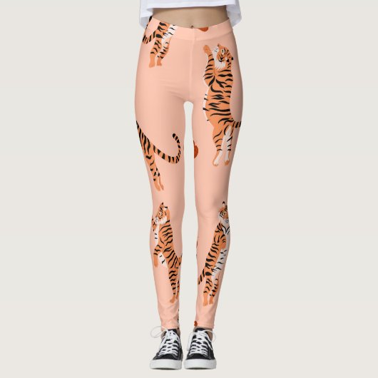 Tiger Herbstuntergänge: Vintages Sprungmuster Leggings (Vorderseite)