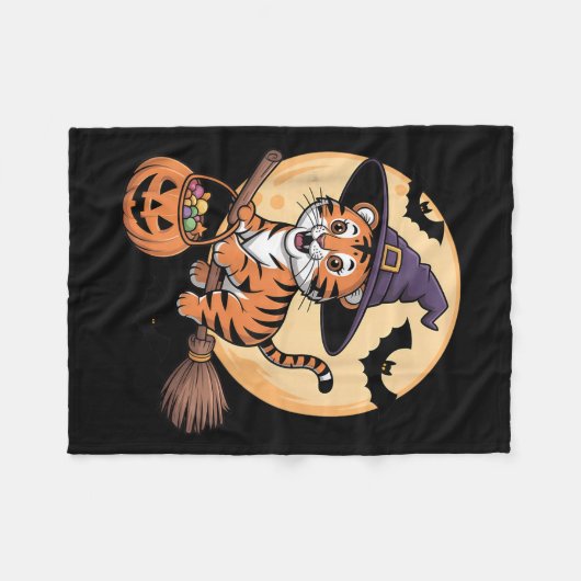 Tiger Hexenhut Pumpkin Halloween Kostüm Men Wome Fleecedecke (Vorderseite (Horizontal))