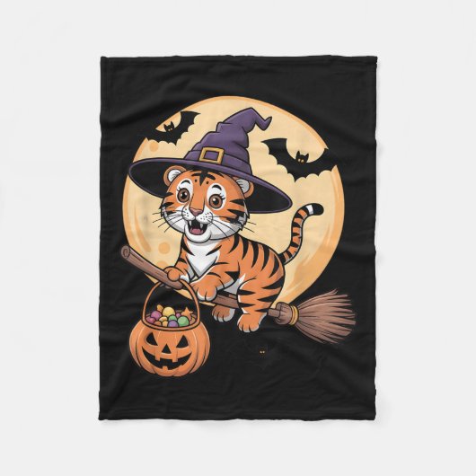Tiger Hexenhut Pumpkin Halloween Kostüm Men Wome Fleecedecke (Vorderseite)
