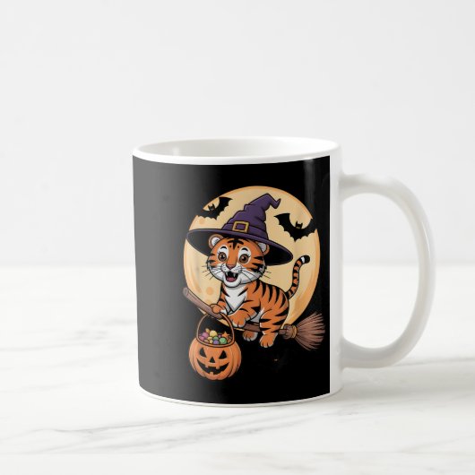 Tiger Hexenhut Pumpkin Halloween Kostüm Men Wome Kaffeetasse (Rechts)