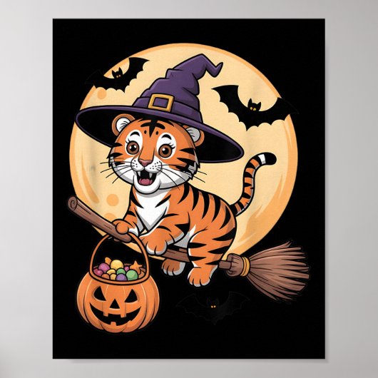 Tiger Hexenhut Pumpkin Halloween Kostüm Men Wome Poster (Vorne)