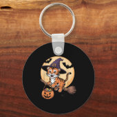 Tiger Hexenhut Pumpkin Halloween Kostüm Men Wome Schlüsselanhänger (Vorderseite)