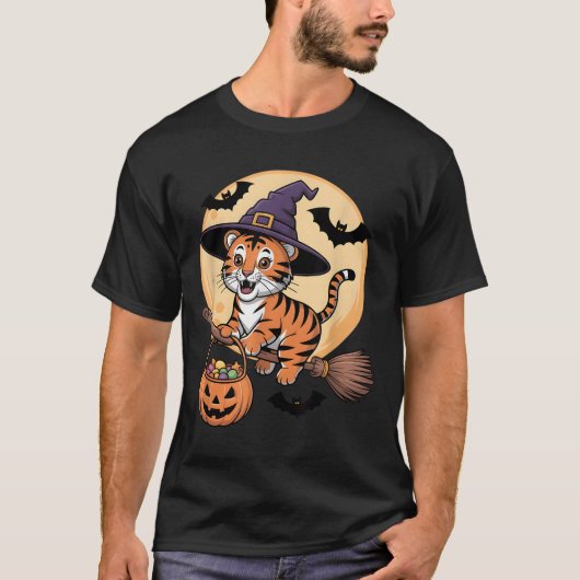 Tiger Hexenhut Pumpkin Halloween Kostüm Men Wome T-Shirt (Vorderseite)