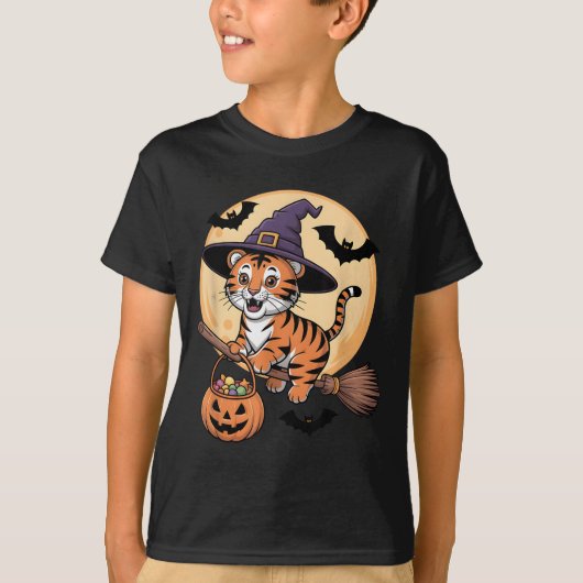 Tiger Hexenhut Pumpkin Halloween Kostüm Men Wome T-Shirt (Vorderseite)