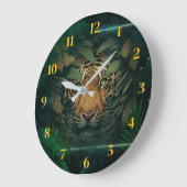 Tiger hiding in Foliage Große Wanduhr (Winkel)