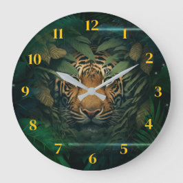 Tiger hiding in Foliage                      Große Wanduhr