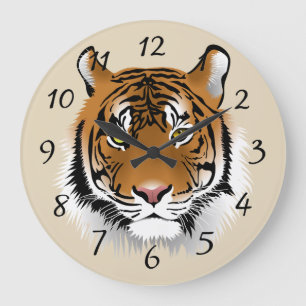 Tiger-Hintergrund Große Wanduhr