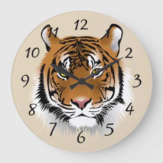 Tiger-Hintergrund Große Wanduhr (Vorderseite)