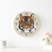 Tiger-Hintergrund Große Wanduhr (Zuhause)
