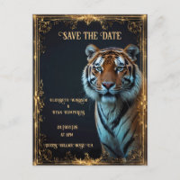 Tiger Hochzeit Einladung auf schwarz