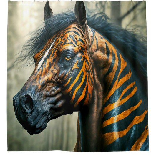 Tiger Horse Duschvorhang (Vorderseite)