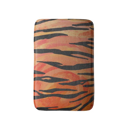 Tiger Hot orange und Black Print Badematte (Vorderseite Vertikal)