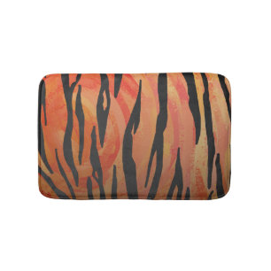Tiger Hot orange und Black Print Badematte